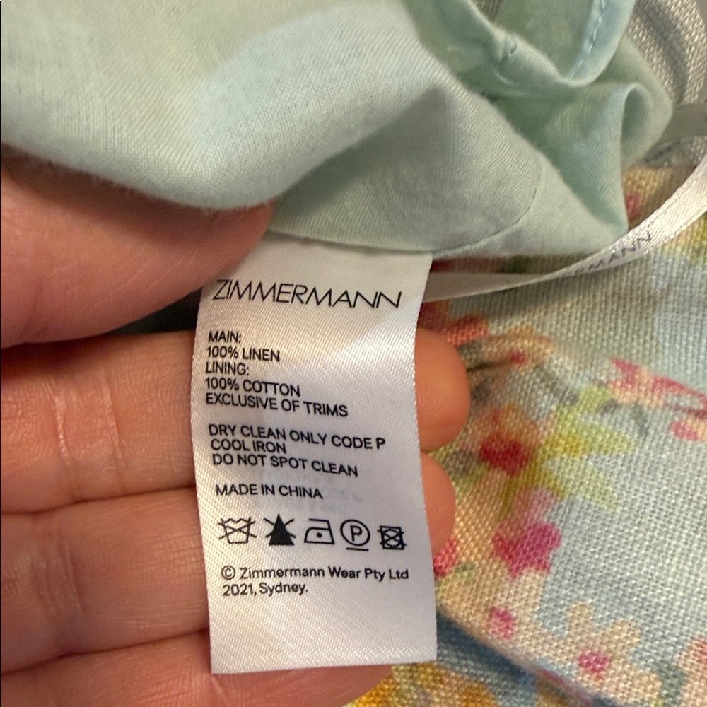 Zimmermann Mint Floral Puff-Sleeve Cut Out Mae Mini Dress Sz 1 AU - Picture 9 of 15